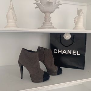 Authentic Chanel glitter booties size 40
